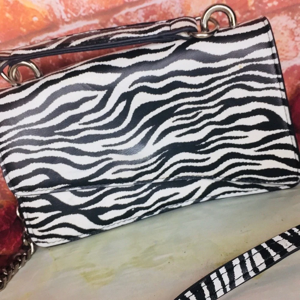 Black and White Zebra Print Convertible Crossbody Bag